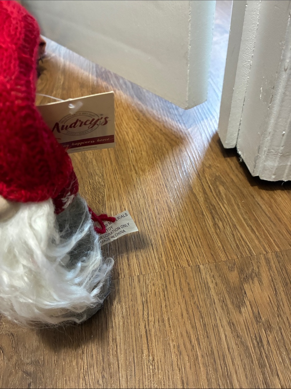 audrey Red and White Knit Santa Gnome Holiday Figure - Picture 2 of 3